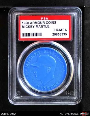 1960 Armour Coins #14 Mickey Mantle Yankees HOF PSA 6 - EX/MT 29B 00 0072 • $170