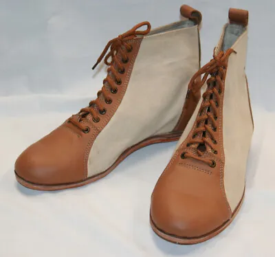 1860-1900 Civil War Canvas And Leather Baseball Shoe Size 11 • $260