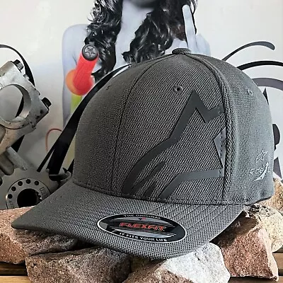 Alpinestar Mens Cap  Sonic  In Charcoal Flex Fit Mx Skate Curved Brim Peak Black • $39.95