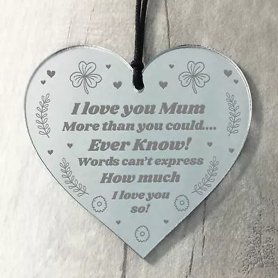 I Love You Mum Gift Engraved Heart Mothers Day Birthday Thank You Gift • £4.99