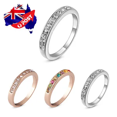 NEW 18K White Gold GP Simulated Diamond Men Women Wedding Engagement Band Ring • $8.95