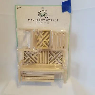 Mayberry Street Miniatures Wood Outdoor Patio Garden Furniture Set Of 4 (1:12) • $9.95