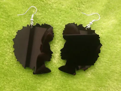 Beautiful Laser Cut Acrylic Earrings Soul Sista Afro Silhouette In Black • $13.63
