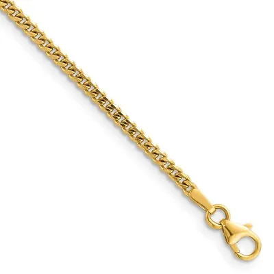 14k Yellow Gold Polished 2.4mm Solid Curb 7  Bracelet For Women • £434.04
