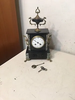 Antique French Slate Case Mantle Clock Urn Top Paw Feet Fancy Japy Marti Era • $199.99