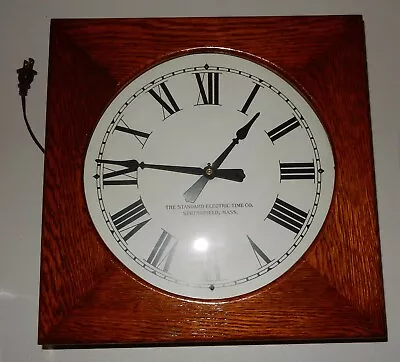 Vintage Standard Electric Time Co Oak Case Wall Clock Springfield Mass. READ • $258.88