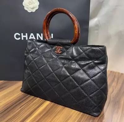 CHANEL COCO Caviar Skin Matelasse Hand Bag Vintage Black 2404010N • $1425.57
