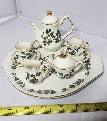 Madison & Max At Home Ivory & Gold Christmas Holiday 10 Piece Mini Tea Set IOB • $12.89