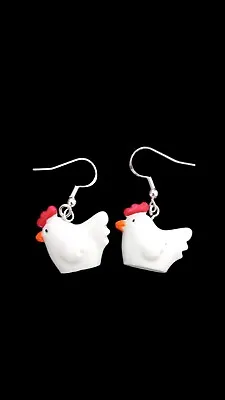 Chicken Hen Earrings Dangle Drop Fun And Quirky Farmyard Jewellery Animals • £3