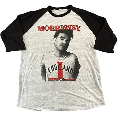 MORRISSEY W/ Interpol 2015 Tour Raglan 2-Sided Soft Grey Black T-Shirt Size L • $24