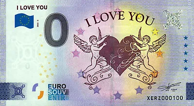 Zero Euro Bill - 0 Euro Bill - I LOVE YOU 2022-2 • £3.70