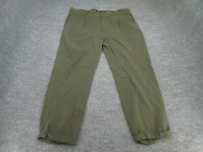 Tommy Bahama Pants Mens 40x30 Green Silk Blend Pleated Straight Workwear Khakis • $22.88