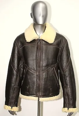 Vintage Brown Sheepskin Shearling B-3 Jacket BUCO ROADMASTER Size L Made In USA • $450