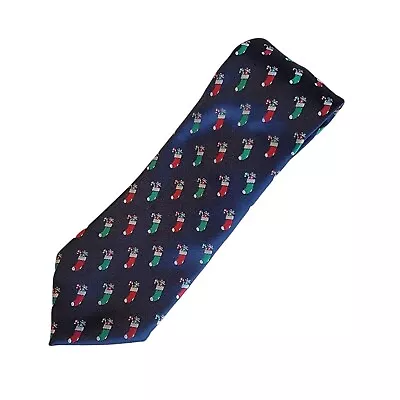 Noel Holiday Christmas Tie Mens Necktie Stockings Candy Canes Party Evening • $7.49