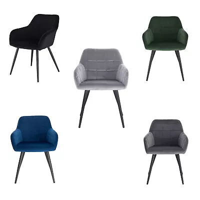 1/2x Dining Chair Velvet Padded Seat Armchair W/ Backrest Kitchen Lounge Cafe • £70.99