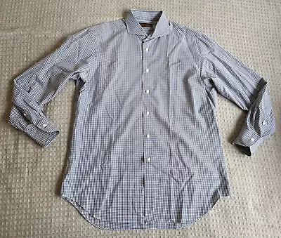 Kamakura Maker's Shirt Men 16.5 Blue White Check 200 4 Ply Cutaway Collar Japan • $42.49