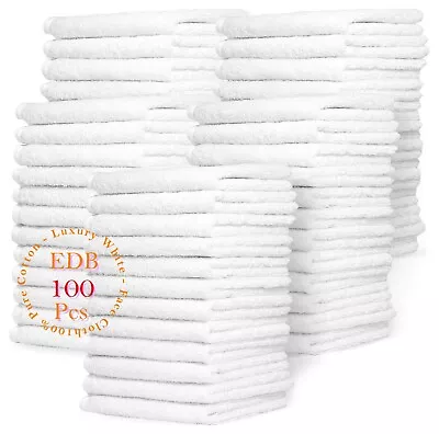 White Face Cloths Towels Flannels 100% Cotton Wholesale Bulk Hotel Quality Towel • £7.99