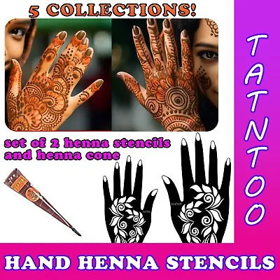 Hand Mehndi Templates India Lace Body Art Henna Temporary Tattoos • £3.87