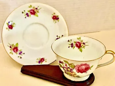 Sango China Teacup & Saucer Set Roses Florals Gold Trim Made In Occupied Japan • $19.99