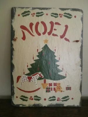 Cape Cod Stencil Co Sign Hand Painted Slate Vintage Noel Christmas Leather Strap • $75