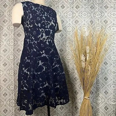 Gabby Skye  Floral Lace Navy Blue Dress Size 8 • $25