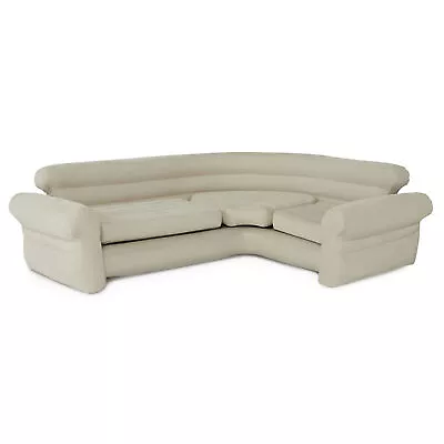 Intex Inflatable Corner Living Room Air Mattress Sectional Sofa Couch Beige • $104.39