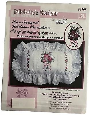 Michelle's Designs Rose Bouquet Heirloom Pincushion Embroidery Design CD #3705 • $29.95