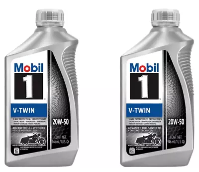 ( Pack Of 2 ) Mobil 1 V-Twin Full Synthetic Motorcycle Oil 20W-50 1 Quart • $26.99