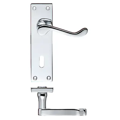 £11.95 • Buy Victorian Scroll Door Handles Internal Lever Lock Key Hole Polished Chrome Pair