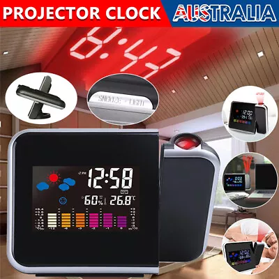 Digital Projector Clock LCD Display Temperature Calendar Snooze Alarm Projection • $15.45