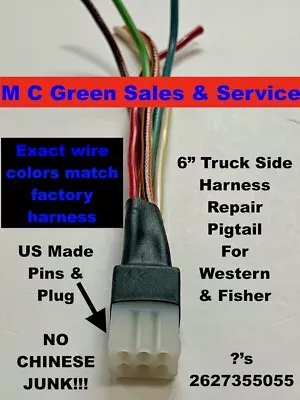 Western Snow Plow 6 Pin Truck Side Harness Repair End 27070 Usa Made Oem Wire!! • $29.95