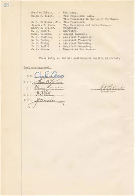 Thomas A. Edison - Corporate Minutes Signed 05/04/1927 With Co-signers • $1800