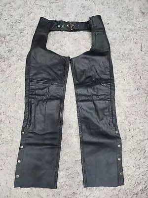 NWT Xelement Advanced Motorcycle Gear Chaps Men's Size 36 Black Leather • $35