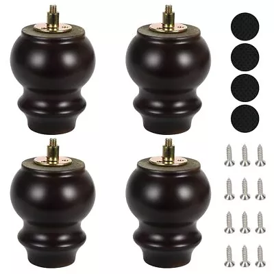 Wooden Round Gourd Furniture Legs 4 Inch Set Of 4 Mid-Century Modern Sofa Cou... • $23.98