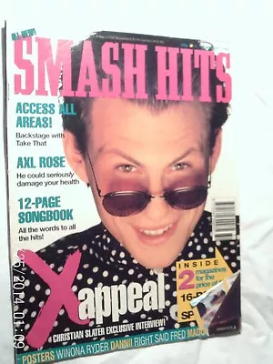 £7.99 • Buy Smash Hits  Uk  Magazine 5 Aug 1992 Christian Slater Axl  + Songwords Pullout