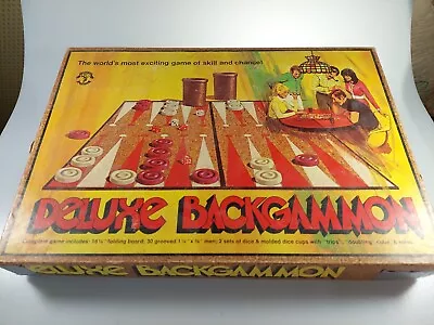 Vintage 1973 Deluxe Backgammon Checkers Game COMPLETE No 406 Pleasant Time Game • $32.74