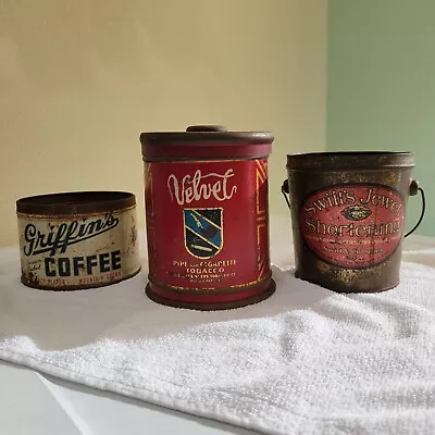 Vintage Tins Household Advertising 3 Vtg Can Container Lot • $13