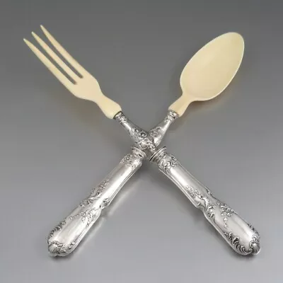 Antique French Sterling Silver Clad Salad Set Louis XV Style Page Frères 1901 • $507.84