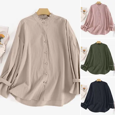 ZANZEA UK Women Long Sleeve Ruffles Button Down Shirt Cocktail Party Tops Blouse • $37.19