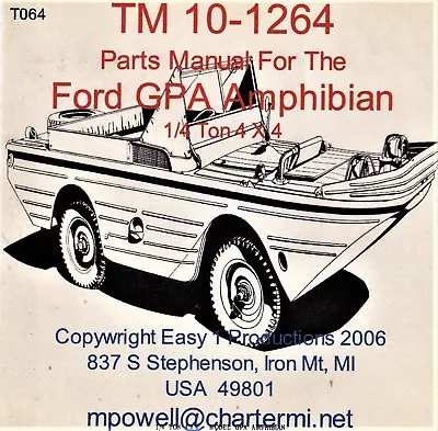 T064 TM 10-1263 And 1264 Ford GPA Amphibian • $17.50