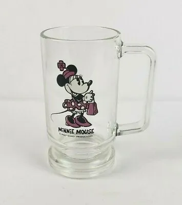 Vintage Disney Minnie Mouse Clear Glass Mug Walt Disney Productions  • $19.95