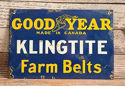 Vintage Goodyear Klingtite Farm Tractor Belts Porcelain Metal Dealer Sign • $0.99