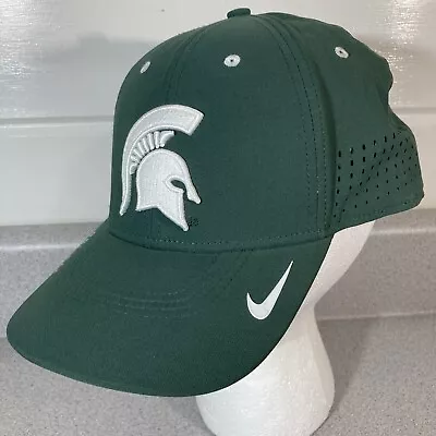 Michigan State Spartans Hat Cap Fitted Green Nike Mesh Side Brim Swoosh Logo • $22.49