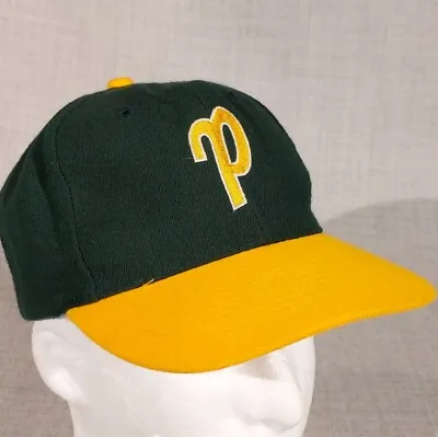 Vintage Yellow Letter  P  Green Otto Snapback Baseball Cap Hat • $10.15