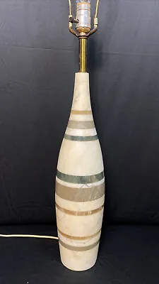 Vintage 1970s Italian Marble Table Lamp Layered Bottle 33 H 21.5lbs Italy HEAVY • $84