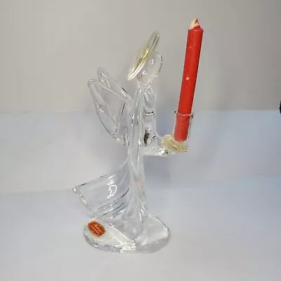 Hand Blown Murano Clear Glass Gold Flake Angel Candle Holder  Figure Sticker • $45