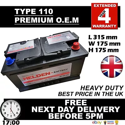 110 New Genuine OEM Car Battery-Type 110 70AH(C20) 85AH(C100) 4 YR GUARANTEE • £71.49