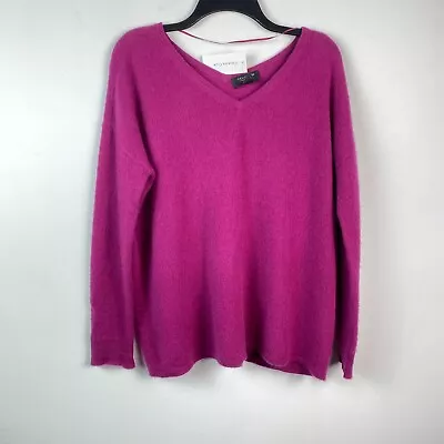 Charter Club Womens S Magenta Luxe Long Sleeve VNeck Cashmere Sweater NWT AG22 • $29.99