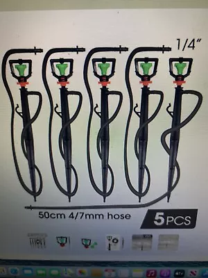 5 X PCS 360° Rotating Micro Sprinklers Watering Irrigation System 22cm Stake • £19.99