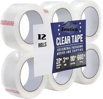 12 Rolls 3 Inch X 110 Yards Carton Sealing Packing Tape 2 Mil Clear Box Tape • $12.99